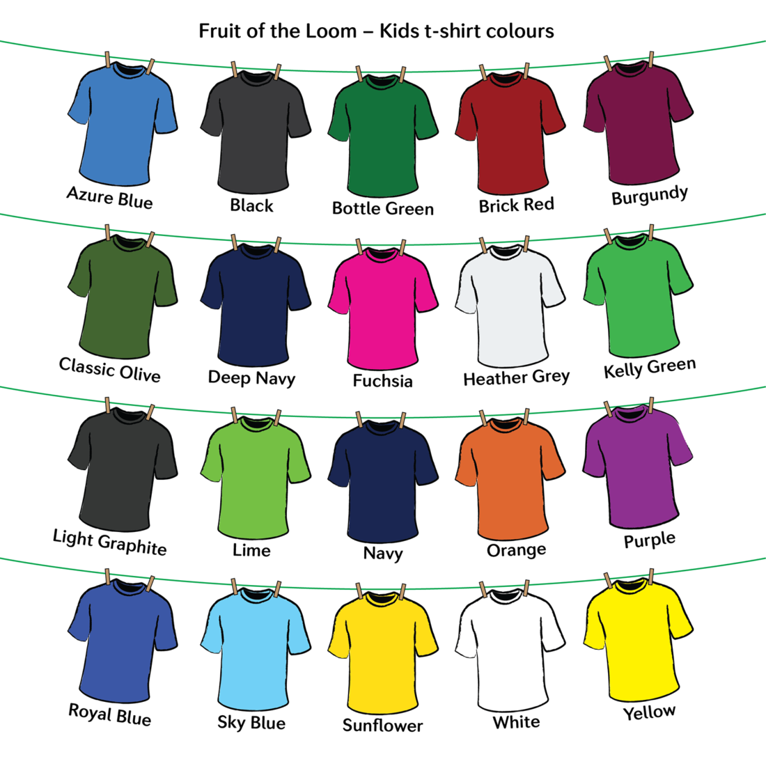 Fruit Of The Loom T Shirt Color Chart